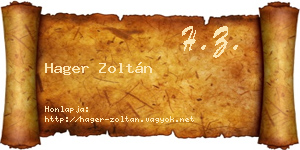 Hager Zoltán névjegykártya